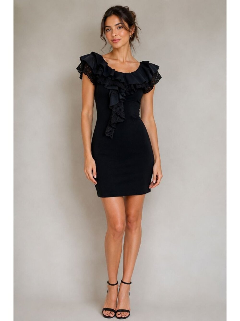 NWT $598 Bird by Juicy Couture Chiara Cashmere Knit Ruffle Dress Black Size Smal